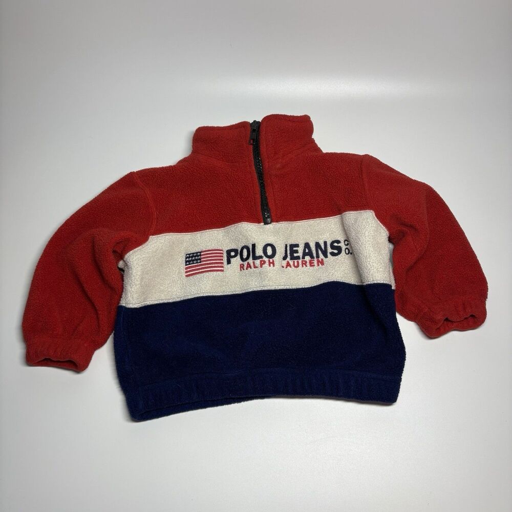 Polo Jeans Ralph Lauren 18 Months Vintage Red White Blue Quarter Zip